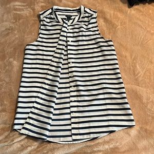 J Crew blue and white stripped sleeveless blouse size 6
